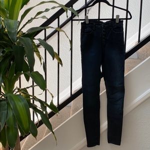 Button front high rise black jeans